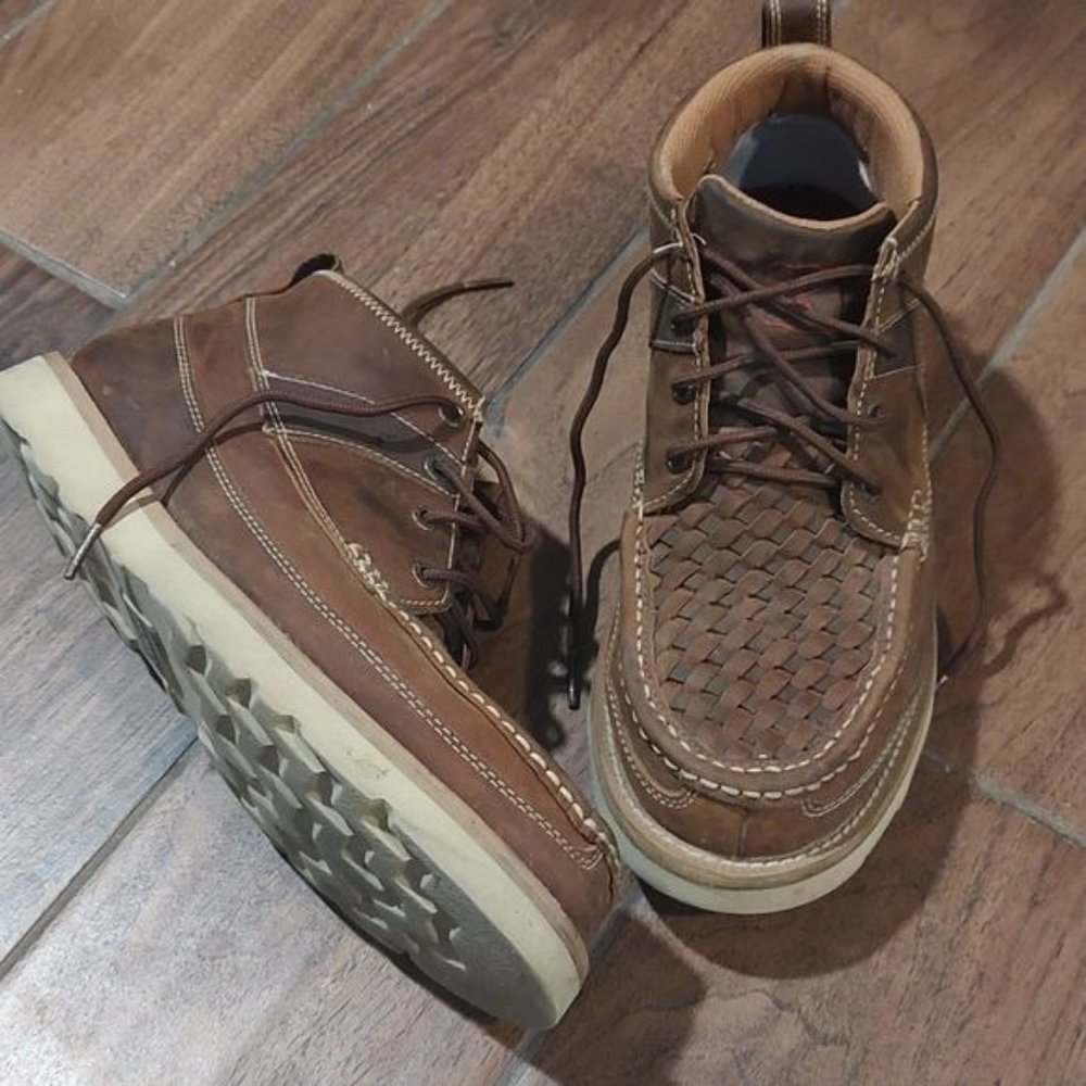 Twisted X 8.5 braided leather bootie men's brown